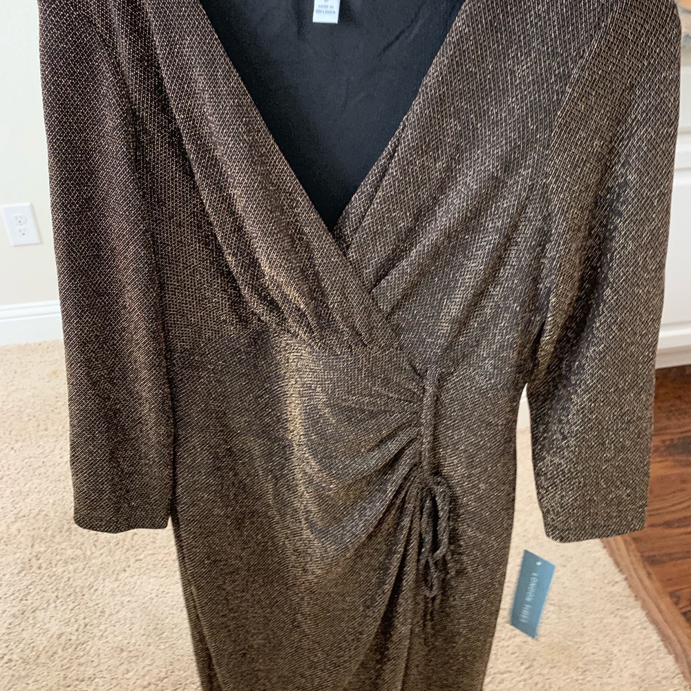 London Times Faux Wrap Dress - Gold sz 8 - NWT